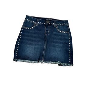 Justice‎ Girls Studded Denim Skirt with Frayed Hem and Built-in Shorts Size 8